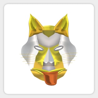 Futuristic Fantasy Wolf Fox Coyote Dog Canine Hybrid Mask (White Background) Magnet